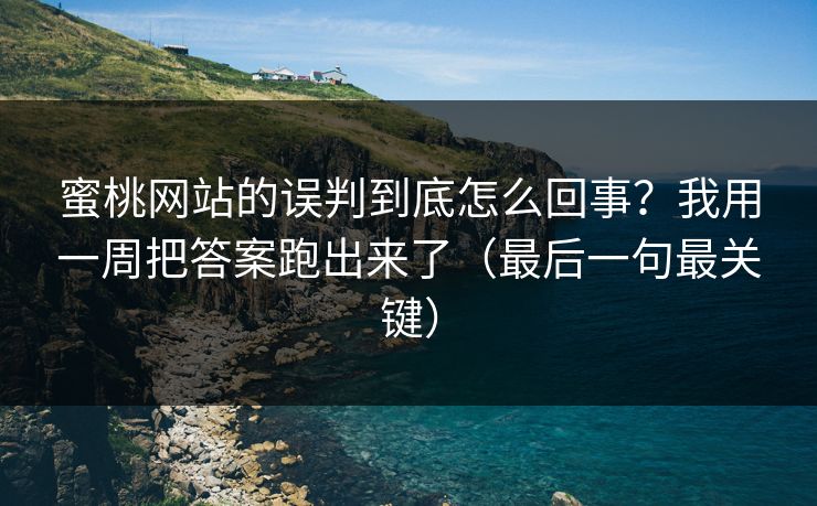蜜桃网站的误判到底怎么回事？我用一周把答案跑出来了（最后一句最关键）